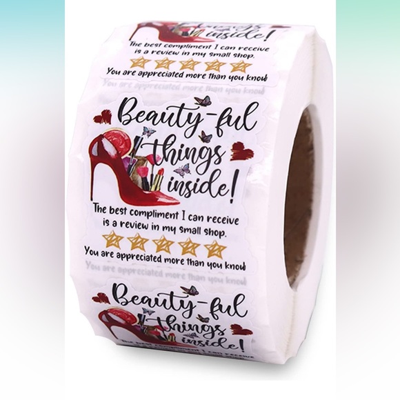 50 Stickers Beauty-ful  things inside, makeup, butterfly, shoe, heart PRICE FIRM - Picture 2 of 2